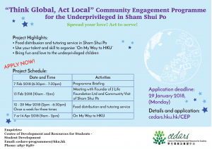“Think Global, Act Local” Community Engagement Programme for the Underprivileged in Sham Shui Po